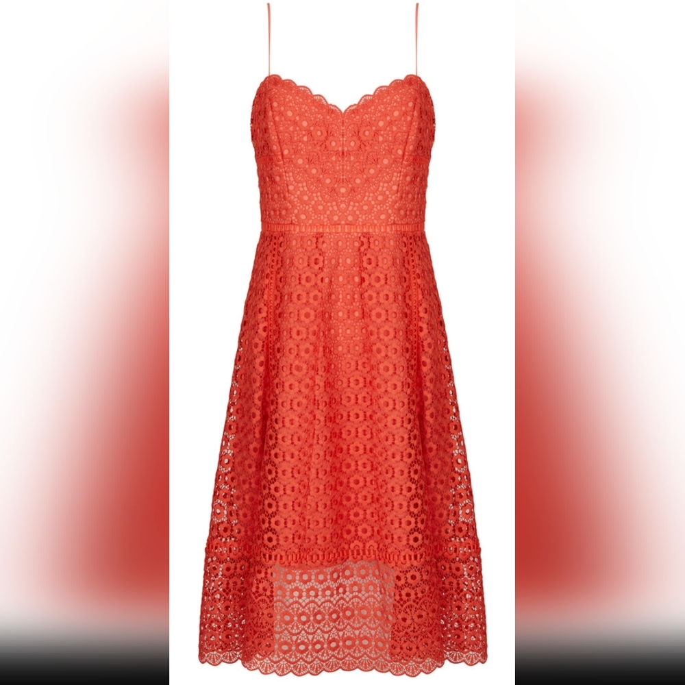 J. Crew Orange Lace Midi Dress